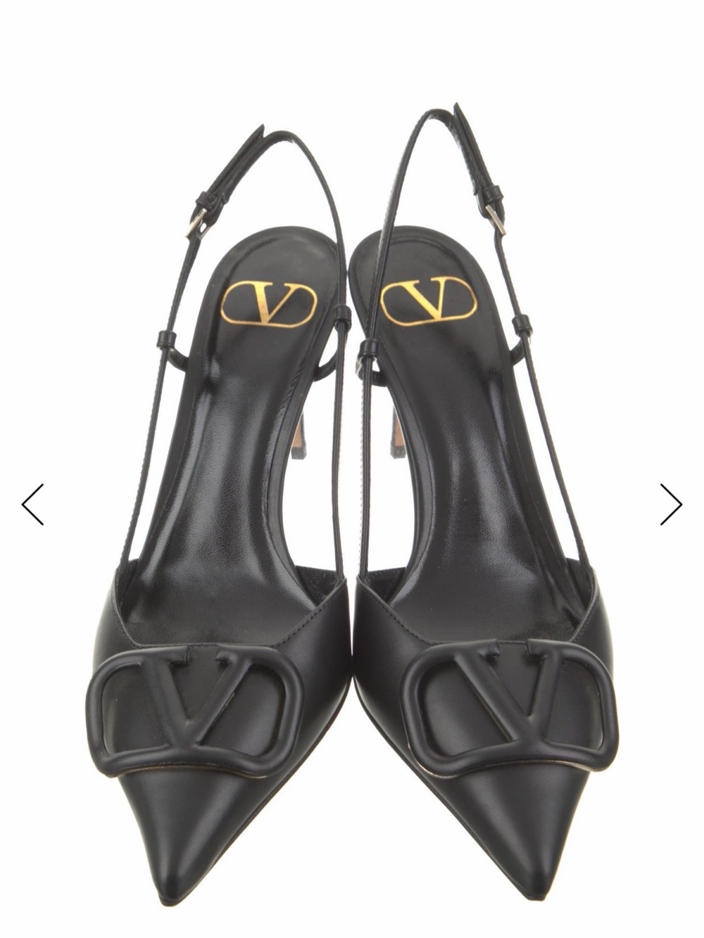 Valentino Garavani Black Leather Slingback Pumps with Logo,With box and dust bag